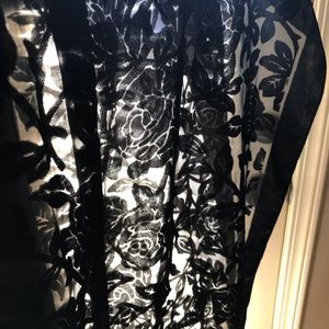 Women’s Long Black  Floral Lace Print Scarf soft